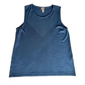 Chico's Knit Tank with Neck Detail, Size 3, XL, Blue, Round Neck, Office, Soft